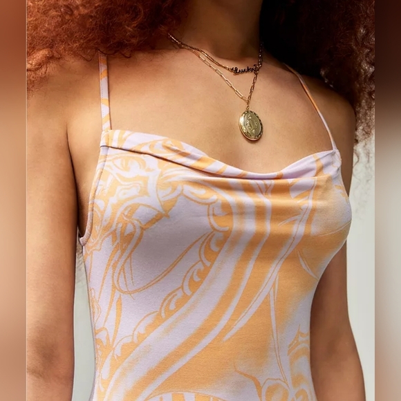 Miaou UO Exclusive Helga Dragon Mesh Asymmetrical Mini Dress, Purple Multi - Picture 4 of 12